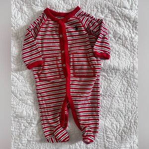 Ralph Lauren Red Striped Footie, size 3m
